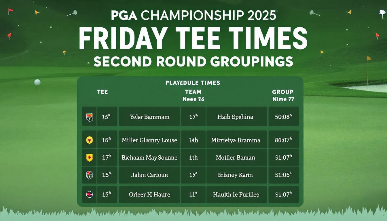 découvrez les horaires des départs pour le vendredi du championnat pga 2025, incluant les groupements de la deuxième ronde. ne manquez aucune action et suivez vos golfeurs préférés lors de cet événement exceptionnel!